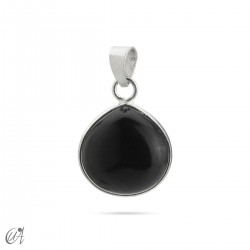 Colgante pera básico con plata de 1ª ley y piedras naturales - Ónix