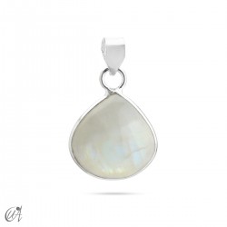 Basic pear pendant with sterling silver and  natural stones - Moonstone