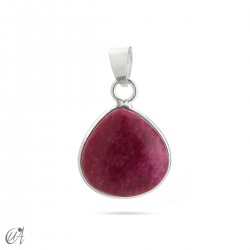 Basic pear pendant with sterling silver and  natural stones - Ruby