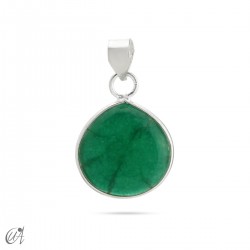 Basic pear pendant with sterling silver and  natural stones - Green sapphire