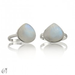 Ring in silver and gemstone, basic pear model - Moonstone, 12