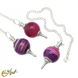 Péndulo bola de ágata bandeada - Fucsia