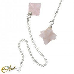 Péndulo Merkaba en piedra semipreciosa - Cuarzo Rosa