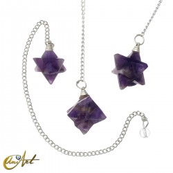 Péndulo Merkaba en piedra semipreciosa - Amatista