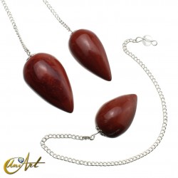 Ovoid Pendulum of Semi-Precious Stones - Red Jasper