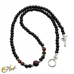 Collar de Obsidiana, Acero y Piedras Naturales - Ojo de Buey