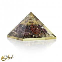 Orgonite Pyramid with Natural Stones and Copper Spiral - Amethyst