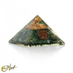 Orgonite Pyramid with Natural Stones and Copper Spiral - Green Jade 