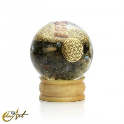 Esfera Orgonita con Flor de la Vida y Piedras Naturales - Labradorita