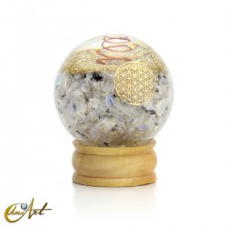 Orgonite Sphere with Flower of Life and Natural Stones - Moonstone