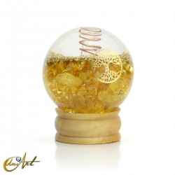 Orgonite Sphere with Natural Stones and Tree of Life - Yellow Quartz