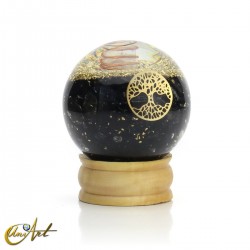 Orgonite Sphere with Natural Stones and Tree of Life - Black Tourmaline