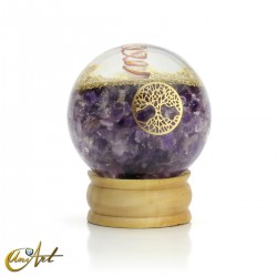 Orgonite Sphere with Natural Stones and Tree of Life - Amethyst