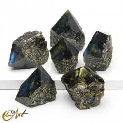 Semi-Polished Labradorite Points, 1 Kilogram Lot