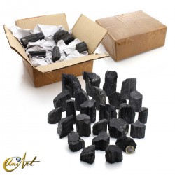5 kilograms of rough black tourmaline with a flattened base