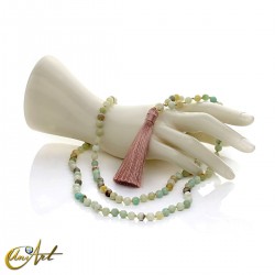 Japa Mala de amazonita, anudado - 6 mm