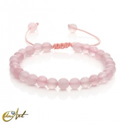 Pulsera ajustable de cuarzo rosa - 6 mm
