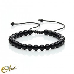 Pulsera ajustable de ónix negro - 6 mm