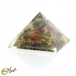 Orgonita piramidal con esfera flotante de piedra natural – 5 cm - Labradorita