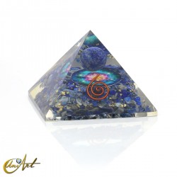 Pirámide de orgonita con esfera y Metatrón – 5 cm - Lapislázuli