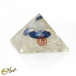 Orgonite Pyramid with Pentagram and Sphere – 5 cm - Selenite