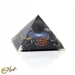 Orgonite Pyramid with Pentagram and Sphere – 5 cm - Black Tourmaline