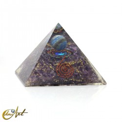 Big Orgonite Pyramid (10 cm) with Sphere and Natural Stones - Amethyst