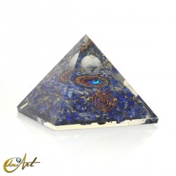Big Orgonite Pyramid (10 cm) with Sphere and Natural Stones - Lapis Lazuli