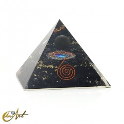 Big Orgonite Pyramid (10 cm) with Sphere and Natural Stones - Black Tourmaline