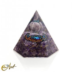 Hexagonal Orgonite with Sphere and Natural Stones - Amethyst