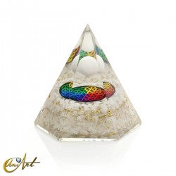 Hexagonal Orgonite with Sphere and Natural Stones - White Quartz