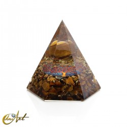 Orgonita hexagonal con esfera y piedras naturales - Ojo de Tigre