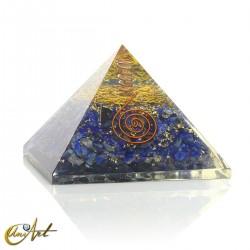 Orgonite Pyramid with Golden Rods and Natural Stones - Lapis Lazuli