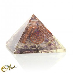 Pirámide de Orgonita de Minerales con Bobinas de Cobre - Amatista