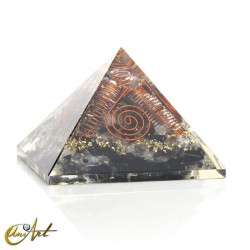 Orgonite Pyramid with Copper Coils and Gemstone - Black Tourmaline