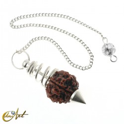 Rudraksha seed pendulum - Color: Silver