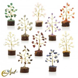10 Mini Árboles con Piedras Naturales - Colección - Dorado