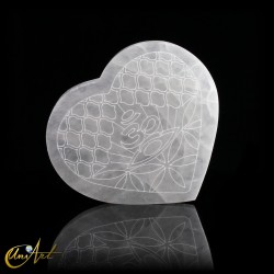 Selenite Heart Plate, 14 cm - OM