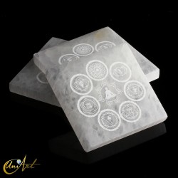 Engraved Square Selenite Plate, 10 cm
