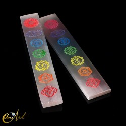Selenite Rectangular Board of Chakra, 20 cm - Coloured