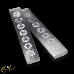 Placa rectangular de selenita de los chakras, 20 cm - Blanco