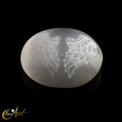 Jabón de selenita grabado, 7 cm - Alas de ángel