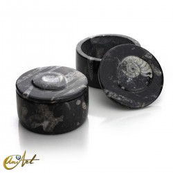 Fossil marble jewellery box with ammonites and orthoceras