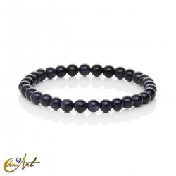 Pulsera de piedra oro (elástica) - 6 mm, Piedra oro azul