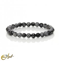 Natural obsidian bracelet - Snowflake Obsidian , 6 mm