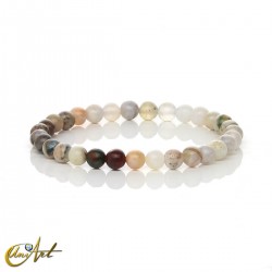 Natural Bamboo Agate Bracelet in Soft Tones - 6 mm