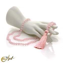 Rose quartz knotted Japa Mala - 6 mm