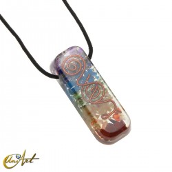 Rectangular orgonite pendant with no metal setting - Chakras