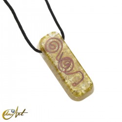 Rectangular orgonite pendant with no metal setting - Yellow Quartz