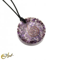 Colgante orgonita sin engarce de metal, redondo - Amatista